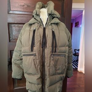 OROLAY Thickened Down Fill Hooded Parka Coat/Jacket Women’s S Green